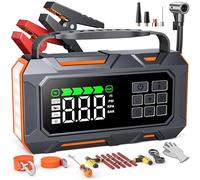 14-In-1 8000A Starthilfe Powerbank für Pkw mit Kompressor 160PSI, 26800mAh Auto Starthilfe mit Notfall Kit, Starter Powerbank für All Benzin/12L Diesel, 5 LED-Licht, Reifenreparaturset, Notfallhammer