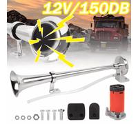 150DB 12V Fanfare Hupe Druckluft Horn Nebelhorn Chrom mit Kompressor PKW LKW-