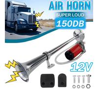 150DB 12V Fanfare Hupe Druckluft Horn Nebelhorn Chrom mit Kompressor PKW LKW-