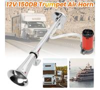 150DB 12V Fanfare Hupe Druckluft Horn Nebelhorn Chrom mit Kompressor PKW LKW.