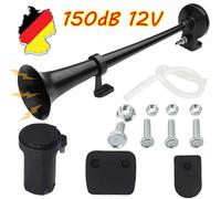 150DB 12V Fanfare Hupe Druckluft Horn Nebelhorn schwarz mit Kompressor PKW LKW