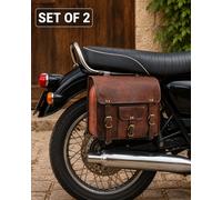 15in Braune Motorrad Satteltaschen aus Leder Paar Royal Enfield Bullet Himalayan