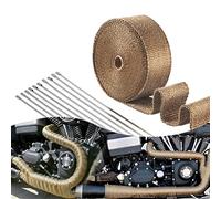 15M x 5 CM Hitzeschutzband Basaltfaser, Titanium Farbe Auspuffband mit 10 Edelstahl Kabelbinder für Fächerkrümmer Thermoband Krümmerband Auto Motorrad Auspuff (Titanium)