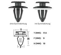 15x Türverkleidung Clips Befestigung Tür Clip für VW Audi Ford BMW 9 mm schwarz