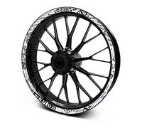 16-teiliges Set Felgenrandaufkleber Sticker für Motorrad Auto Felgen Design Komplett Set Felgenaufkleber für 15" 16" 17" 18" 19 Zoll MR019 (Go Harder or Home, Matt)