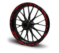 16-teiliges Set Felgenrandaufkleber Sticker für Motorrad Auto Felgen Future Design Komplett Set Felgenaufkleber für 15" 16" 17" 18" 19 Zoll MR017 (Neon Rot, Matt)