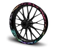 16-teiliges Set Felgenrandaufkleber Sticker für Motorrad Auto Felgen Future Design Komplett Set Felgenaufkleber für 15" 16" 17" 18" 19 Zoll MR017 (Hologramm Silber, Glanz)