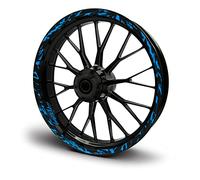 16-teiliges Set Felgenrandaufkleber Sticker für Motorrad Auto Felgen Future Design Komplett Set Felgenaufkleber für 15" 16" 17" 18" 19 Zoll MR017 (Neon Blau, Matt)