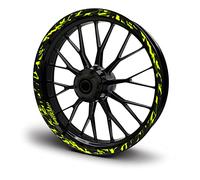 16-teiliges Set Felgenrandaufkleber Sticker für Motorrad Auto Felgen Future Design Komplett Set Felgenaufkleber für 15" 16" 17" 18" 19 Zoll MR017 (Neon Gelb, Matt)