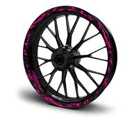 16-teiliges Set Felgenrandaufkleber Sticker für Motorrad Auto Felgen Future Design Komplett Set Felgenaufkleber für 15" 16" 17" 18" 19 Zoll MR017 (Neon Pink, Matt)