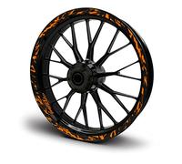 16-teiliges Set Felgenrandaufkleber Sticker für Motorrad Auto Felgen Future Design Komplett Set Felgenaufkleber für 15" 16" 17" 18" 19 Zoll MR017 (Neon Orange, Matt)