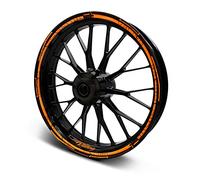 16-teiliges Set Felgenrandaufkleber Sticker für Motorrad Auto Felgen Stripes Design Komplett Set Felgenaufkleber für 15" 16" 17" 18" 19 Zoll MR018 (Neon Orange, Glanz)