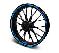 16-teiliges Set Felgenrandaufkleber Sticker für Motorrad Auto Felgen Stripes Design Komplett Set Felgenaufkleber für 15" 16" 17" 18" 19 Zoll MR018 (Neon Blau, Glanz)