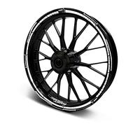 16-teiliges Set Felgenrandaufkleber Sticker für Motorrad Auto Felgen Stripes Design Komplett Set Felgenaufkleber für 15" 16" 17" 18" 19 Zoll MR018 (Weiß, Glanz)