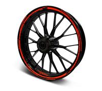 16-teiliges Set Felgenrandaufkleber Sticker für Motorrad Auto Felgen Stripes Design Komplett Set Felgenaufkleber für 15" 16" 17" 18" 19 Zoll MR018 (Neon Rot, Matt)