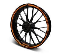 16-teiliges Set Felgenrandaufkleber Sticker für Motorrad Auto Felgen Stripes Design Komplett Set Felgenaufkleber für 15" 16" 17" 18" 19 Zoll MR018 (Neon Orange, Matt)