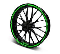 16-teiliges Set Felgenrandaufkleber Sticker für Motorrad Auto Felgen Stripes Design Komplett Set Felgenaufkleber für 15" 16" 17" 18" 19 Zoll MR018 (Neon Grün, Matt)