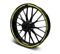16-teiliges Set Felgenrandaufkleber Sticker für Motorrad Auto Felgen Stripes Design Komplett Set Felgenaufkleber für 15" 16" 17" 18" 19 Zoll MR018 (Neon Gelb, Glanz)