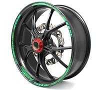 18 Teiliges Felgenrandaufkleber Neon Line Felgendesign inkl. Felgenbettaufkleber Komplett-Set -Finest Folia passend für 17 Zoll & 16"18"19" Felgen Motorrad Auto Fahrrad MR003 (Neon Grün, Glanz)