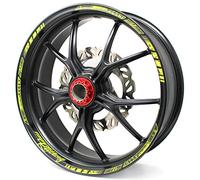 18 Teiliges Felgenrandaufkleber Neon Line Felgendesign inkl. Felgenbettaufkleber Komplett-Set -Finest Folia passend für 17 Zoll & 16"18"19" Felgen Motorrad Auto Fahrrad MR003 (Neon Gelb, Matt)