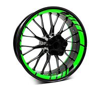 18-teiliges Set Felgenrandaufkleber Sticker für Motorrad Auto Felgen Design Komplett Set Felgenaufkleber für 15" 16" 17" 18" 19 Zoll MR020 (02 Neon Grün)