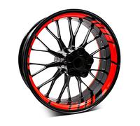 18-teiliges Set Felgenrandaufkleber Sticker für Motorrad Auto Felgen Design Komplett Set Felgenaufkleber für 15" 16" 17" 18" 19 Zoll MR020 (04 Neon Rot)