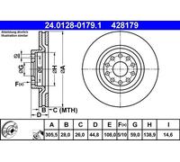 1x ATE Bremsscheibe 24012801791 Lancia Thesis Vorderachse
