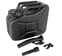 Trutzholm 1x Benzinkanister Kraftstoffkanister Metall 10 L Hammerschlag kratzfest schwarz inkl. Ausgießer + Halter