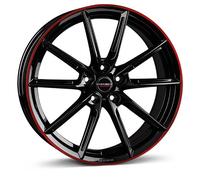 Borbet LX18 Black Glossy Rim Red Alufelge 18 Zoll ET45 5x108 ML72,5