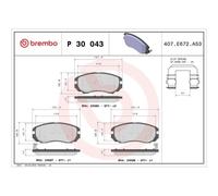 1x Bremsbelagsatz, Scheibenbremse BREMBO P 30 043 passend für HYUNDAI KIA
