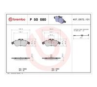 1x Bremsbelagsatz, Scheibenbremse BREMBO P 50 080 passend für AUDI DODGE SEAT