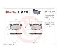 1x Bremsbelagsatz, Scheibenbremse BREMBO P 61 044 passend für CITROËN PEUGEOT