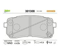 Valeo Bremsbelagsatz Essential 301308, 4er Set Hinterachse - ECE-R90 zertifiziert