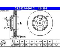 Bremsscheibe ATE 24.0124-0301.2 für MERCEDES-BENZ GLC (X253) 2.0 2016-2019