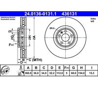 Bremsscheibe ATE 24.0136-0131.1 für Porsche Macan