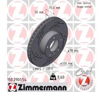 ZIMMERMANN Bremsscheibe 150.2901.54 – Vorderachse links – geschlitzt 330 mm für BMW