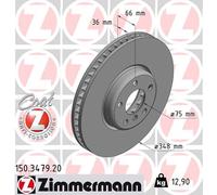 1x Bremsscheibe COAT Z ZIMMERMANN 150.3479.20 für BMW F07 F11 F10 5er Touring