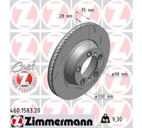 Bremsscheibe ZIMMERMANN 460.1583.20 COAT Z für PORSCHE, Hinterachse rechts