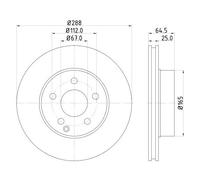 HELLA Bremsscheibe PRO 8dd355113861 288mm 25mm für Mercedes (BBDC)