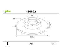 VALEO Bremsscheibe 186802 Vorderachse voll 259mm 12mm für RENAULT