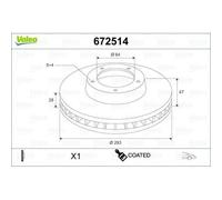 Valeo 672514 Bremsscheibe für HONDA CR V RE RM