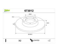 1x Bremsscheibe VALEO 673012 passend für FIAT OPEL VAUXHALL ABARTH