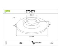 1x Bremsscheibe VALEO 673074 passend für OPEL VAUXHALL