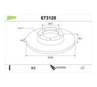 1x Bremsscheibe VALEO 673120 passend für MERCEDES-BENZ LIFAN
