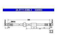 1x Bremsschlauch ATE 24.5111-0386.3 passend für NISSAN OPEL RENAULT VAUXHALL