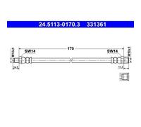 Flexibler Bremsschlauch 24.5113-0170.3 ATE für VW TRANSPORTER T4 Bus