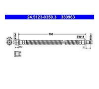 1x Bremsschlauch ATE 24.5123-0350.3 passend für MERCEDES-BENZ