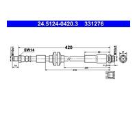 1x Bremsschlauch ATE 24.5124-0420.3 passend für FORD