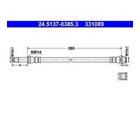 1x Bremsschlauch ATE 24.5137-0385.3 passend für MERCEDES-BENZ VAG