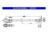 1x Bremsschlauch ATE 24.5143-0439.3 passend für SEAT SKODA VAG